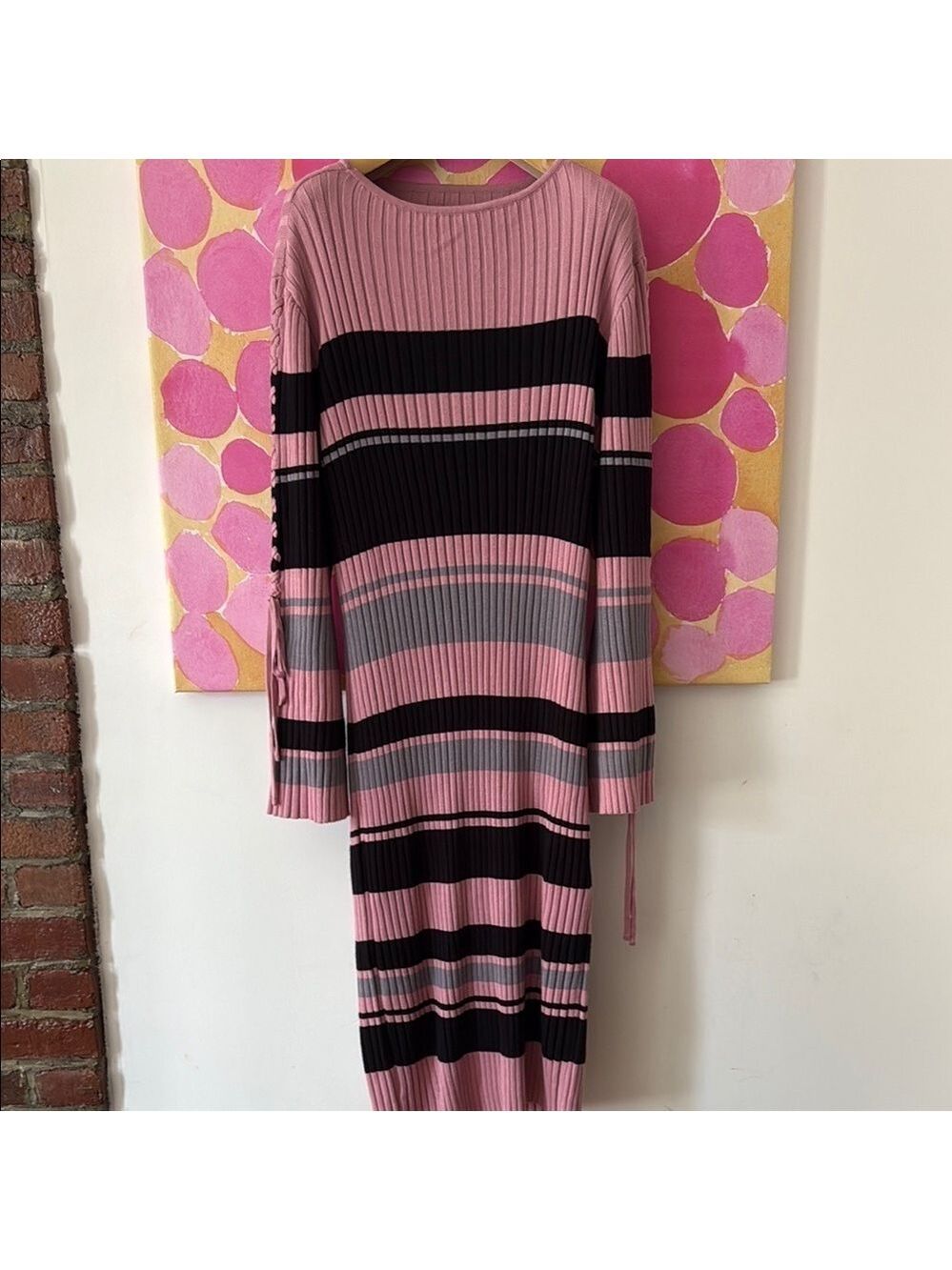 Ashley Stewart Pink and Black Striped Long Sleeve Dress - Picture 5 of 5